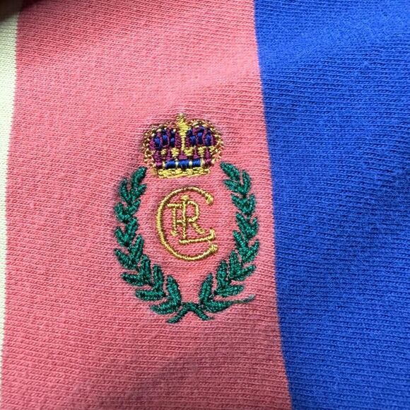 Vtg Chaps Ralph Lauren Polo Shirt Mens Medium Vertical Stripe Crest Crown Y2K - Picture 9 of 12